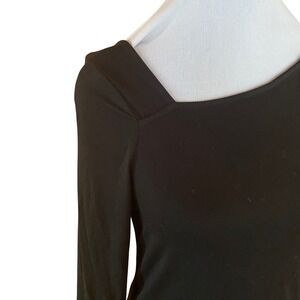 Donna Karan New York Black Art Deco Asymmetrical Neckline Top M New